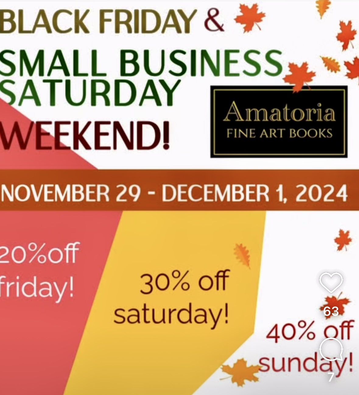 Black Friday Small Business Saturday Weekend @ Amatoria